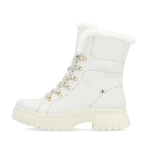 Rieker Damen Schnürstiefel cremeweiß