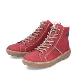 Rieker Damen Schnürstiefel erdbeerrot