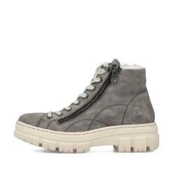 Rieker Damen Schnürstiefel quarzgrau