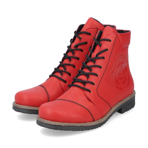 Rieker Damen Schnürstiefel erdbeerrot