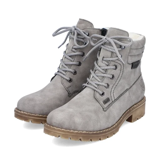 Rieker Damen Schnürstiefel mondgrau