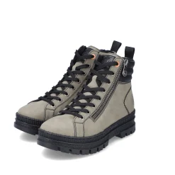 Rieker Damen Schnürstiefel graugrün-schwarz