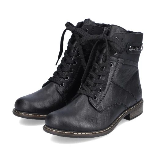 Rieker Damen Schnürstiefel tiefschwarz