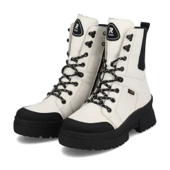 Rieker Damen Schnürstiefel snow-white deep-black