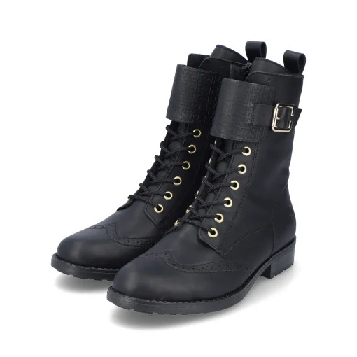 Rieker Damen Schnürstiefel asphaltschwarz