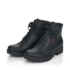 Rieker Damen Schnürstiefel mattschwarz