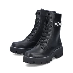Rieker Damen Schnürstiefel mattschwarz
