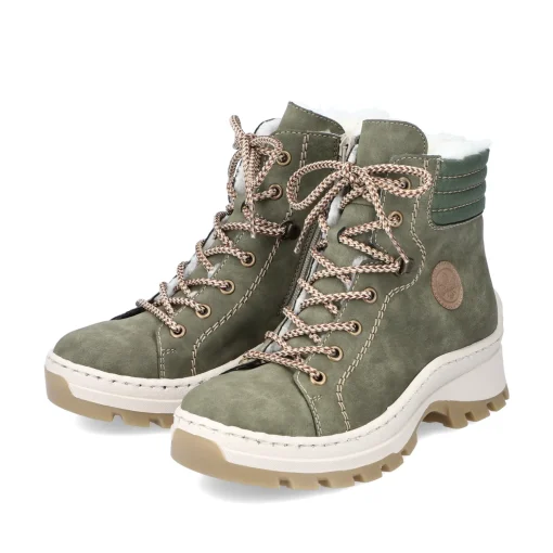 Rieker Damen Schnürstiefel schilfgrün