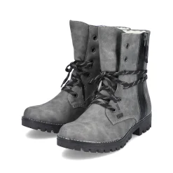 Rieker Damen Schnürstiefel mondgrau
