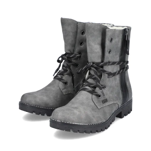 Rieker Damen Schnürstiefel mondgrau