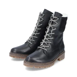 Rieker Damen Schnürstiefel tiefschwarz