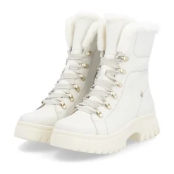 Rieker Damen Schnürstiefel cremeweiß