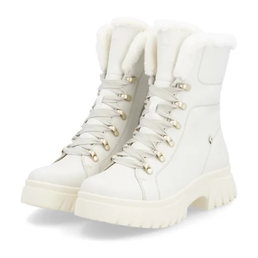 Rieker Damen Schnürstiefel cremeweiß