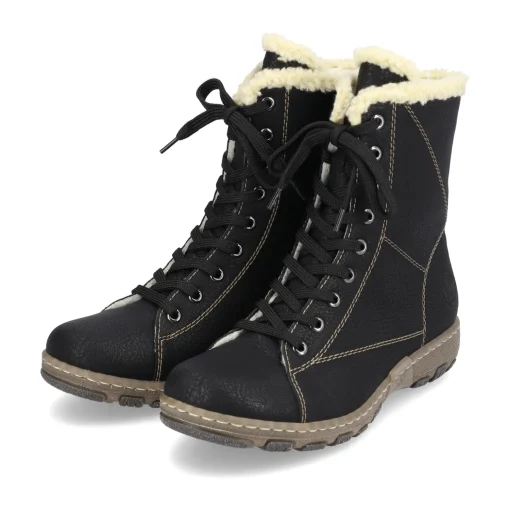 Rieker Damen Schnürstiefel tiefschwarz