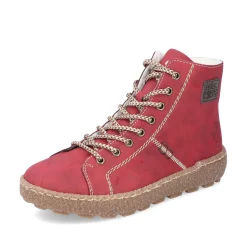 Rieker Damen Schnürstiefel erdbeerrot