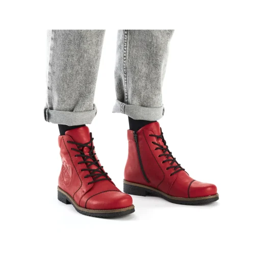 Rieker Damen Schnürstiefel erdbeerrot