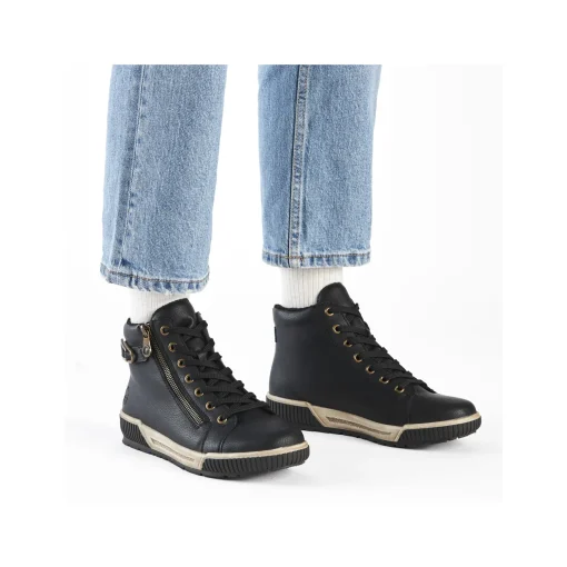 Rieker Damen Schnürstiefel asphaltschwarz