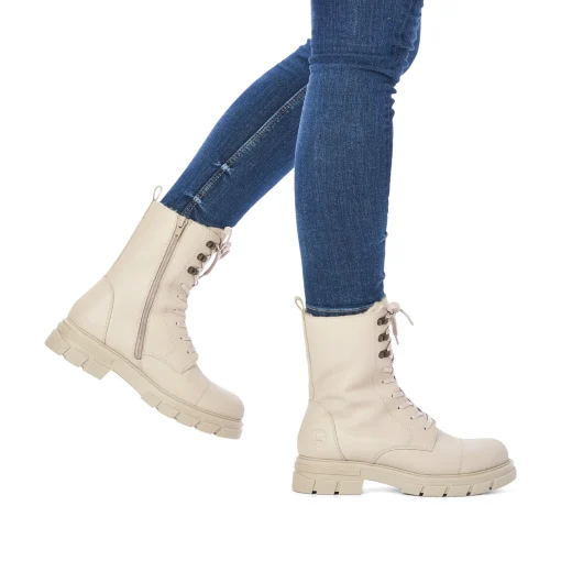 Rieker Damen Schnürstiefel hellbeige