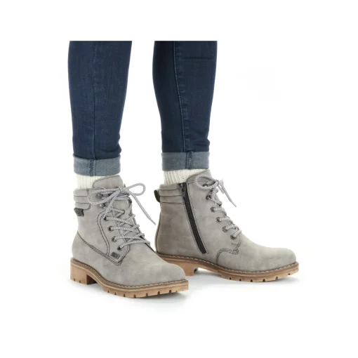Rieker Damen Schnürstiefel mondgrau