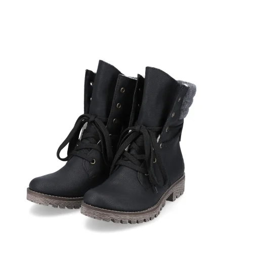Rieker Damen Schnürstiefel nachtschwarz