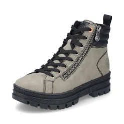 Rieker Damen Schnürstiefel graugrün-schwarz