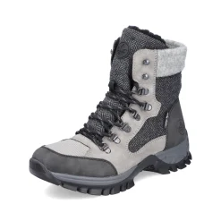 Rieker Damen Schnürstiefel silbergrau
