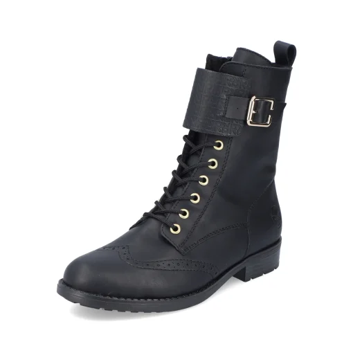 Rieker Damen Schnürstiefel asphaltschwarz