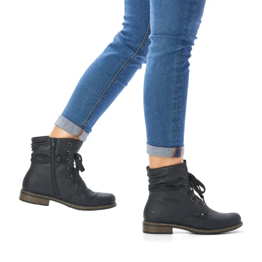 Rieker Damen Schnürstiefel asphaltschwarz
