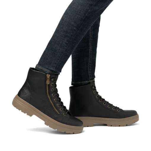 Rieker Damen Schnürstiefel asphaltschwarz