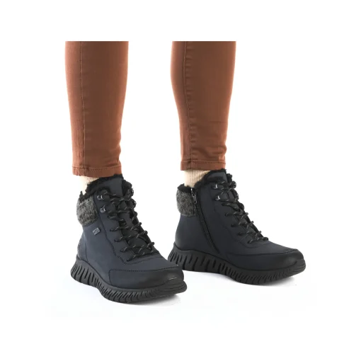 Rieker Damen Schnürstiefel dunkelblau