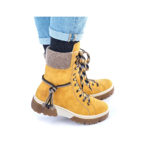 Rieker Damen Schnürstiefel sonnenblumengelb