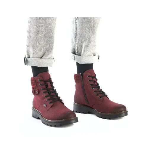 Rieker Damen Schnürstiefel rubinrot