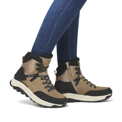 Rieker Damen Schnürstiefel braunbeige-schwarz