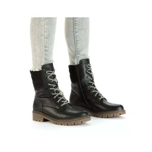 Rieker Damen Schnürstiefel tiefschwarz