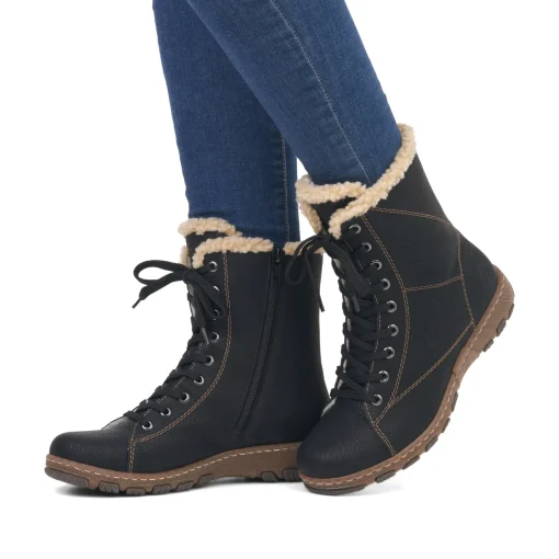 Rieker Damen Schnürstiefel tiefschwarz