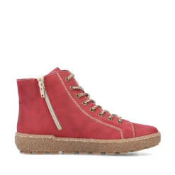 Rieker Damen Schnürstiefel erdbeerrot