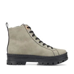 Rieker Damen Schnürstiefel graugrün-schwarz