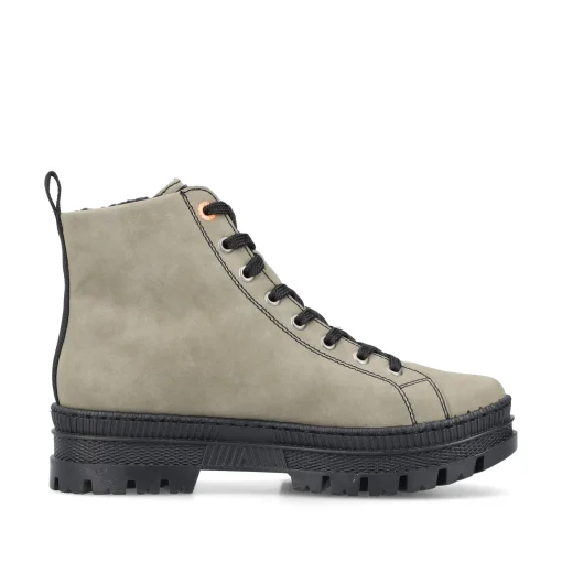 Rieker Damen Schnürstiefel graugrün-schwarz