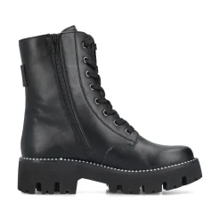 Rieker Damen Schnürstiefel mattschwarz