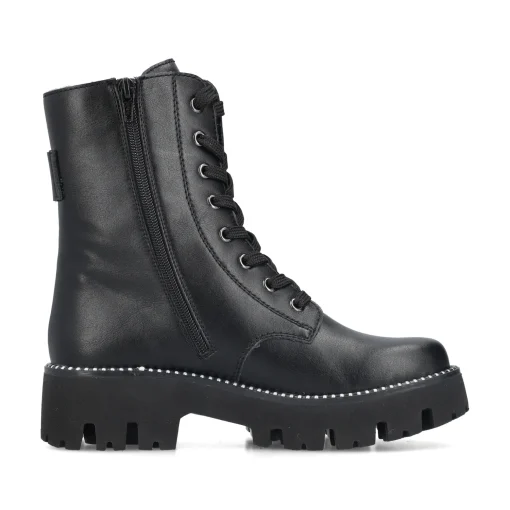 Rieker Damen Schnürstiefel mattschwarz