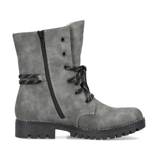 Rieker Damen Schnürstiefel mondgrau