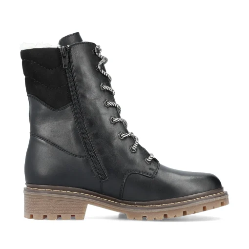 Rieker Damen Schnürstiefel tiefschwarz