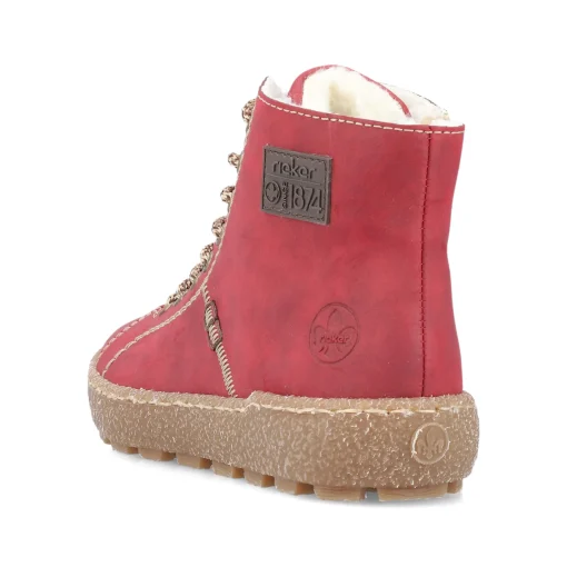 Rieker Damen Schnürstiefel erdbeerrot