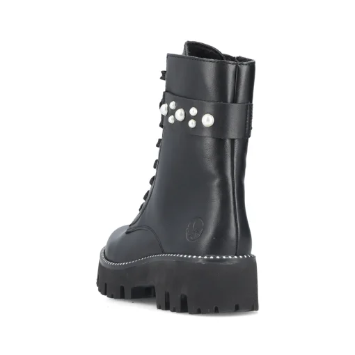 Rieker Damen Schnürstiefel mattschwarz