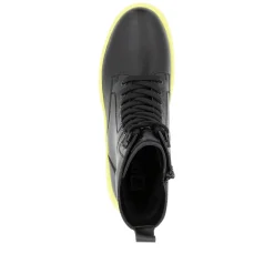Rieker Damen Schnürstiefel mattschwarz-neongrün