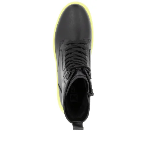 Rieker Damen Schnürstiefel mattschwarz-neongrün