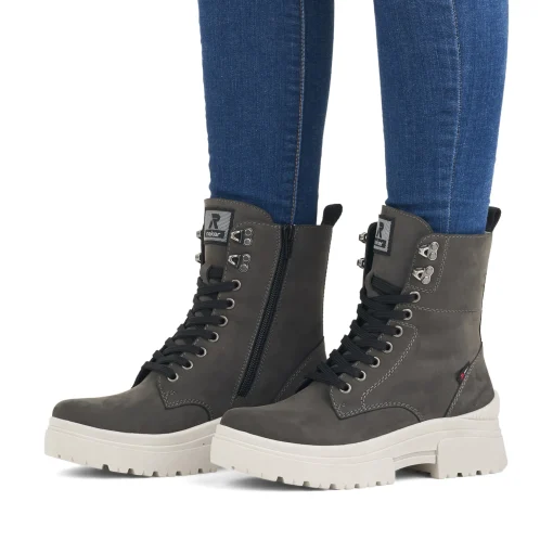 Rieker Damen Schnürstiefel graphite