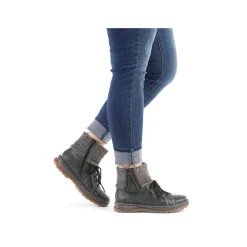 Rieker Damen Schnürstiefel grüngrau