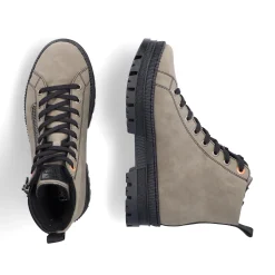 Rieker Damen Schnürstiefel graugrün-schwarz