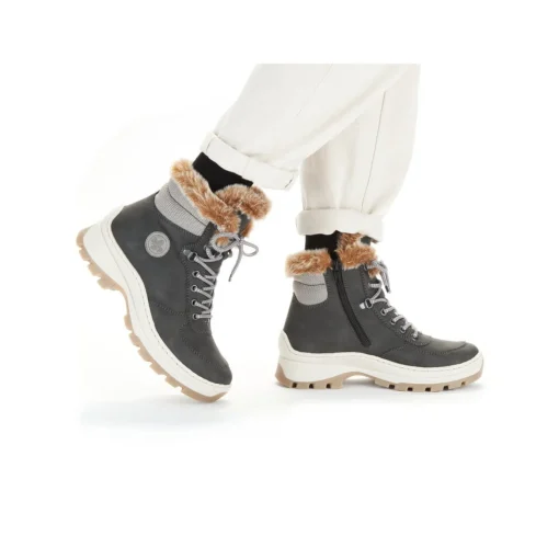 Rieker Damen Schnürstiefel granitgrau